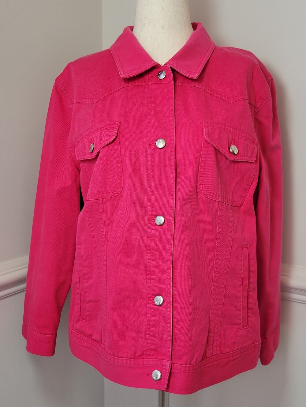 Chaps Denim XL Hot Pink Fuchsia Trucker Jacket Y2K Western